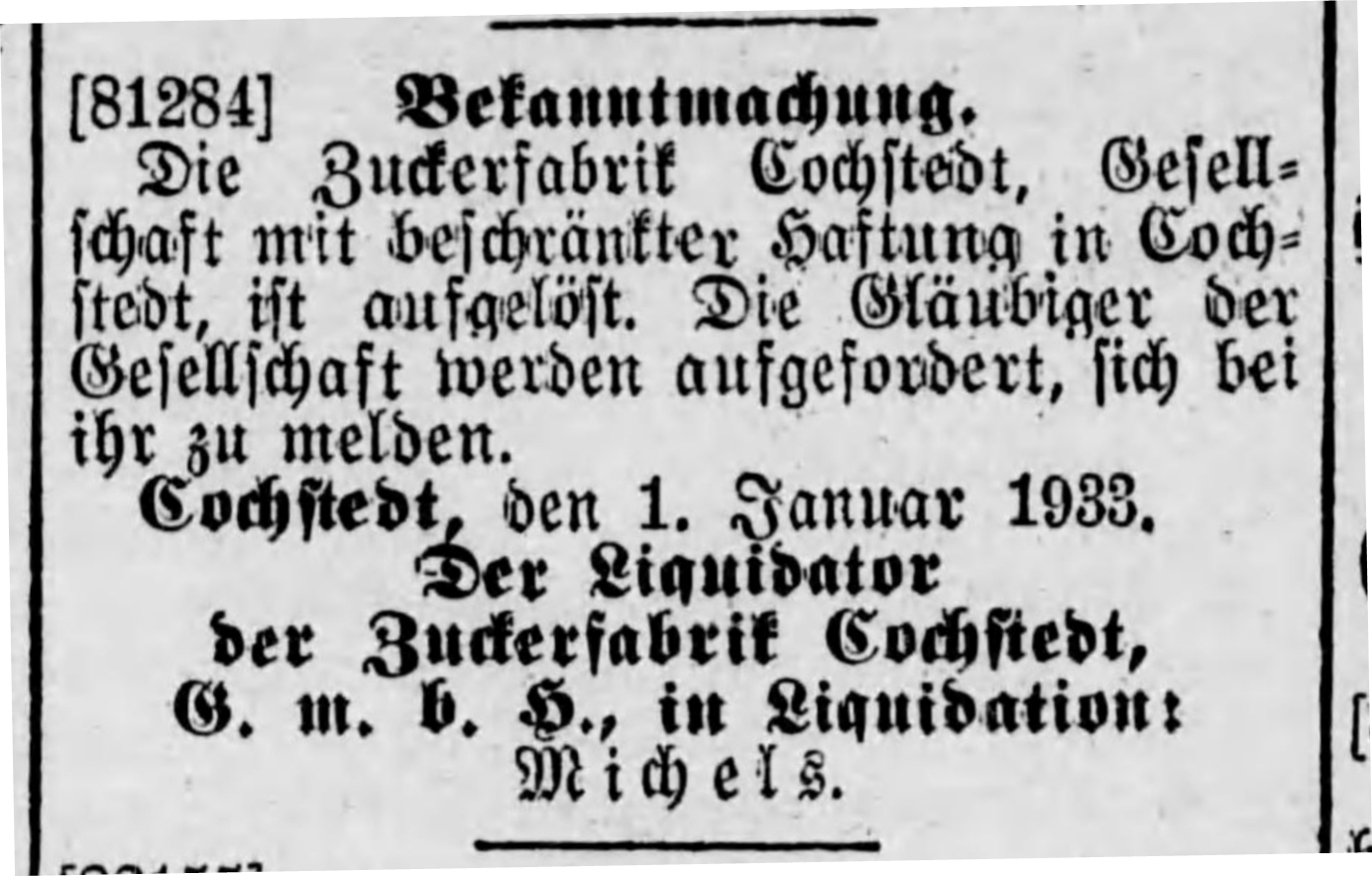 Schlie&szlig;ung der Zuckerfabrik 